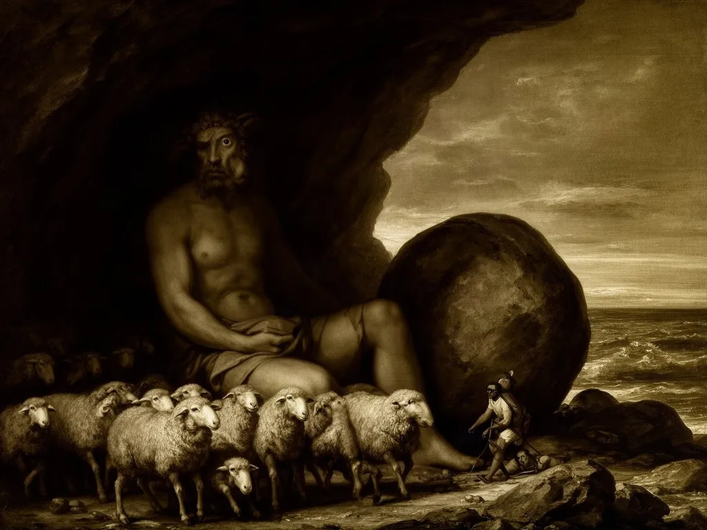 ภาพวาดอสูร โพลีฟีมัส (Polyphemus) ในหมวดยักษ์และอสูรอื่น ๆ — มหากาพย์โอดิสซีย์ของโฮเมอร์